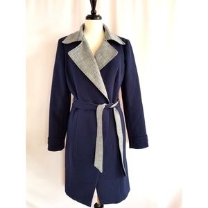 White House Black Market Size L Blue Gray Coat NEW